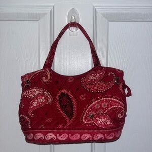 Vera Bradley Red Paisley Quilted hand Bag